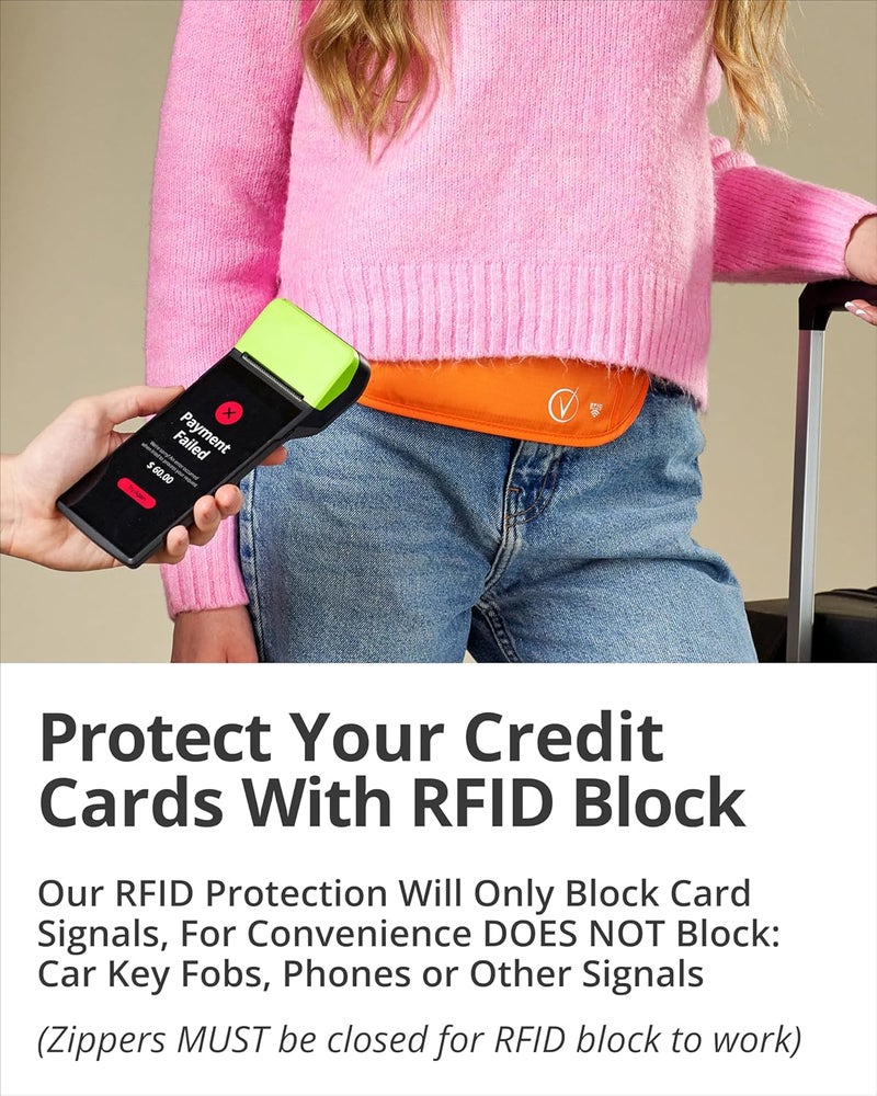 Vantamo Money Belt with RFID For Men & Women, Hidden Passport Holder for Travel, 2 Compartment Travel Fanny Pack for Women Anti Theft - Image 3